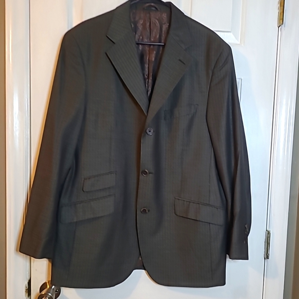 Steve Harvey Mens Jacket Blazer Coat Size 42R Brown Striped